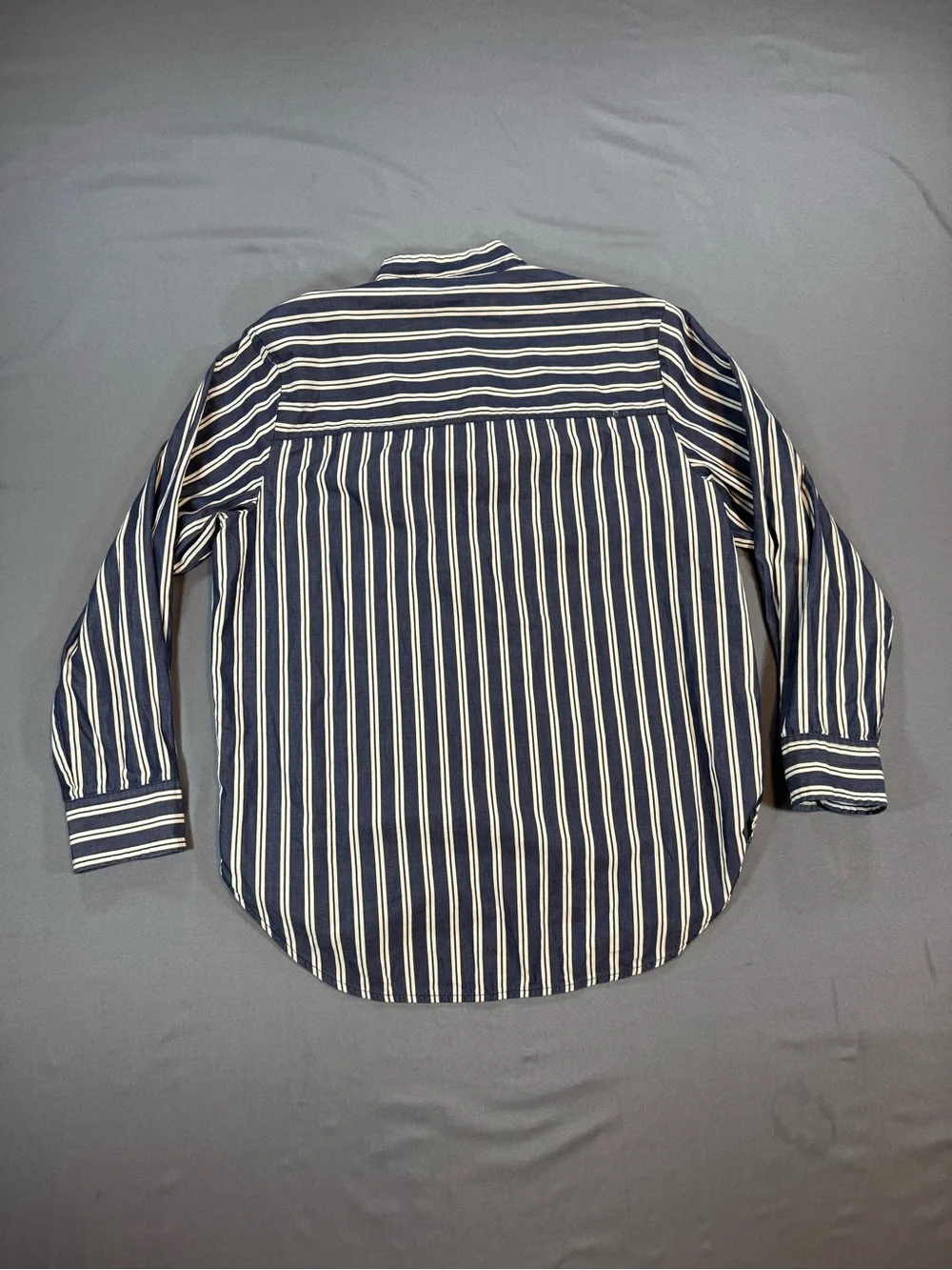 J. Crew Navy and White Striped Shirt Size 4 Coastal Preppy Minimalist - Picture 4 of 6